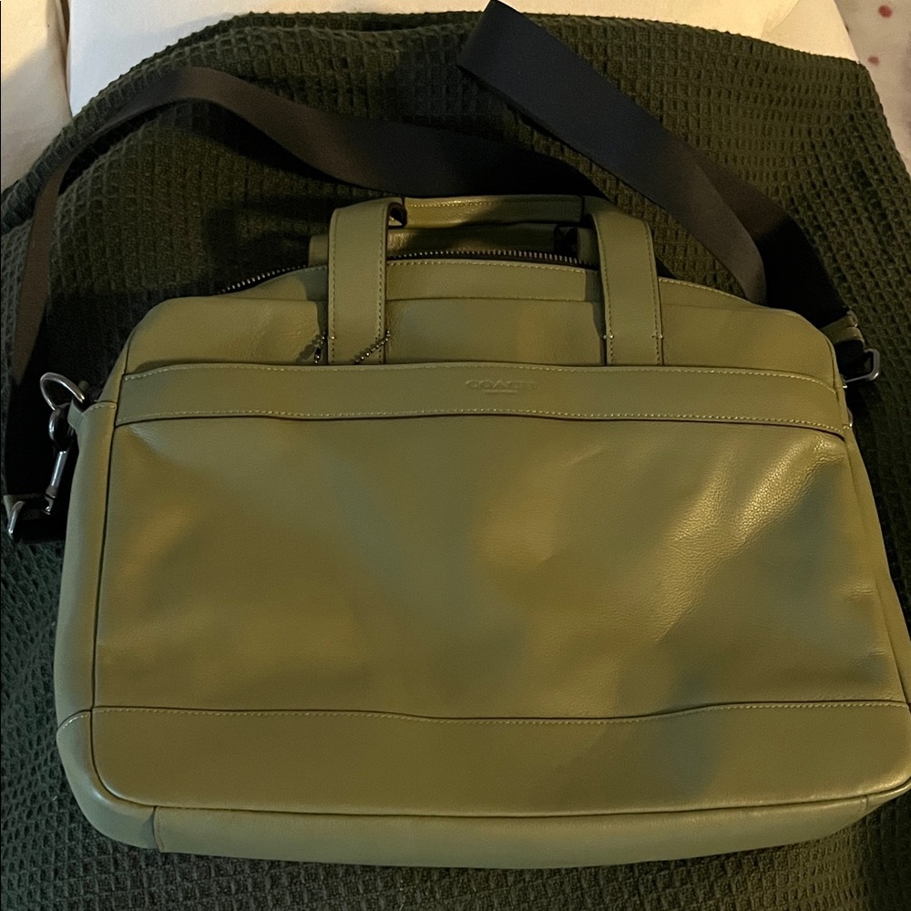 Coach Green Leather Laptop Bag